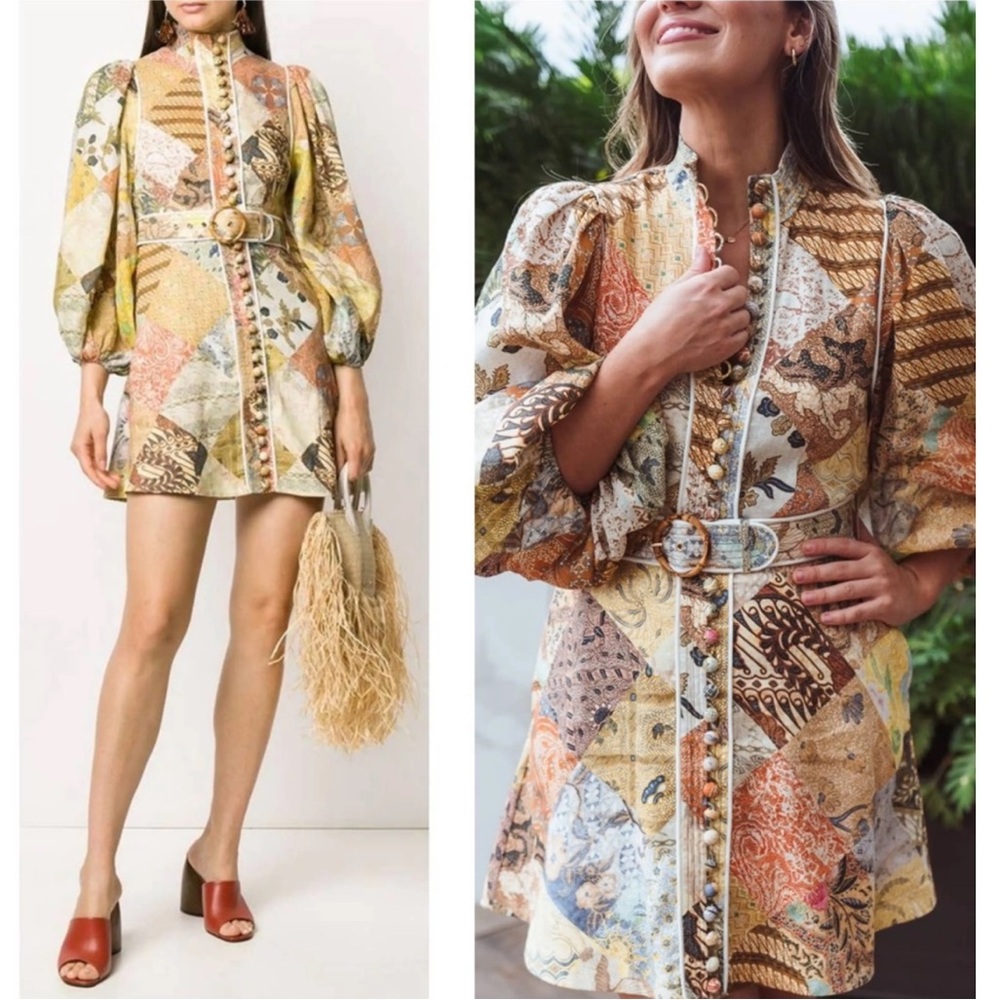 Zimmermann Multicolor Patchwork Mini Dress - Picture 2 of 6